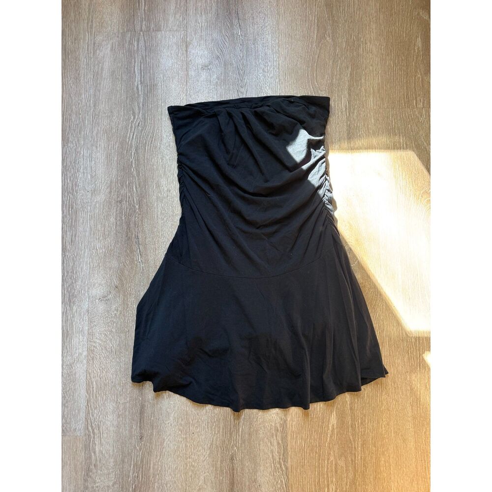 Abercrombie & Fitch Modal Blend Strapless Ruched Skort Dress Black L Large